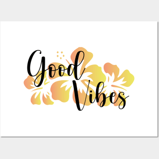 good vibes summer teeshirt yellow Posters and Art